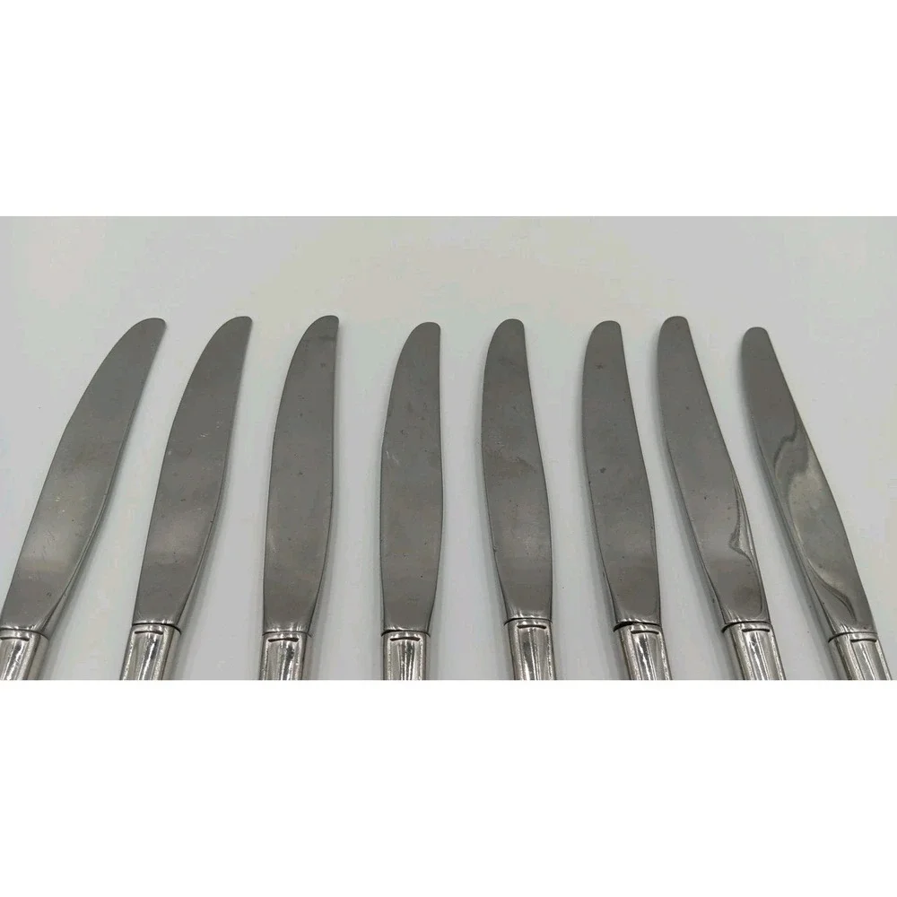 8  Oneida BANCROFT‎ USA Stainless Flatware Glossy Dinner Knives Set LOT